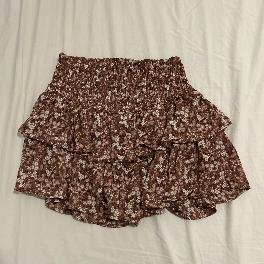 Altar'd State Floral Brown Mini Skirt